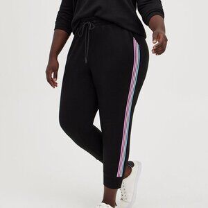 Torrid 1X Black Stripped Cupro Crop Active Joggers